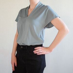 H&M Pale Blue Short-sleeved Blouse, Size S